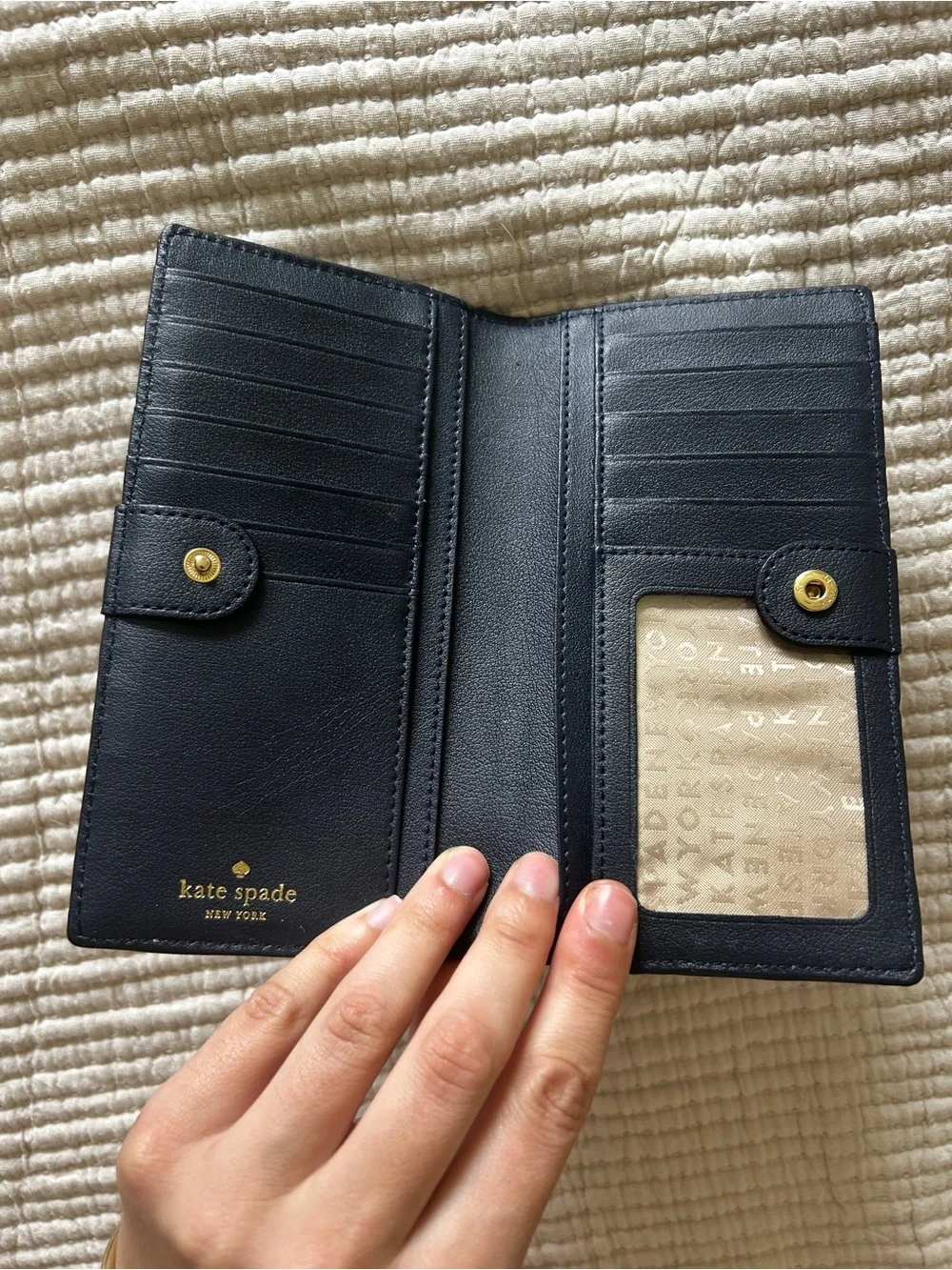 kate spade Blue Gingham Plaid Continental Wallet